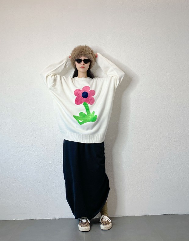 White Floral Knit #241242